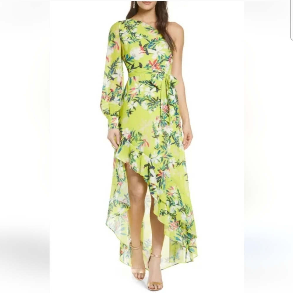 One33 Social Floral One Shoulder Ruffle Dress